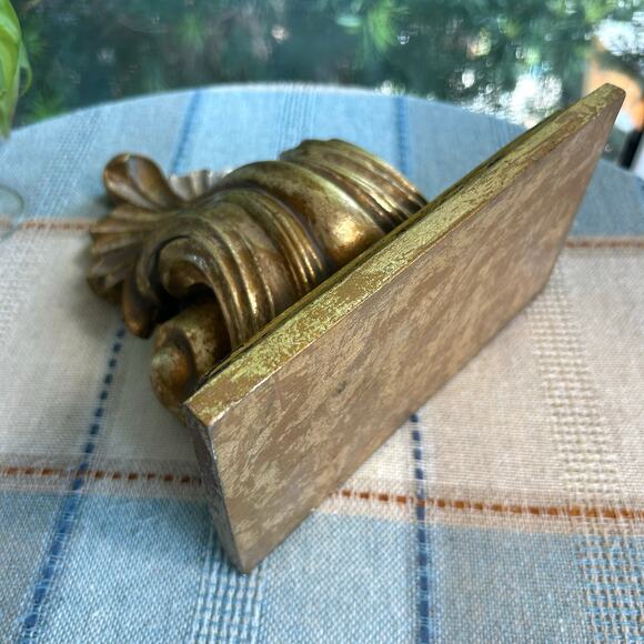 Vintage Gold Leaf Resin Architectural Wall Corbel – 9.25” Heavy Ornate Decor - Picture 6 of 12